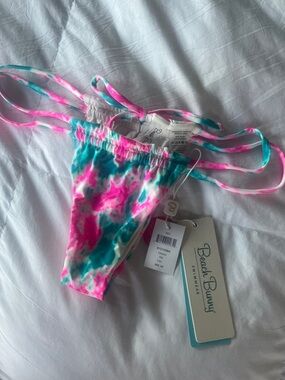 Beach Bunny Kids Pink & Teal Tie-Dye Swim Bottom with Side Ties